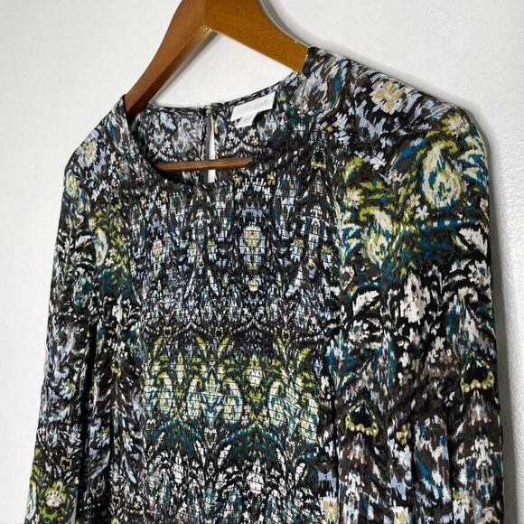 J Jill Dark Floral Argyle Stretchy Long Sleeve Blouse Size Small - Picture 2 of 8